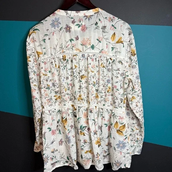 Floral Print Women's Top Ginevra Lace Babydoll Blouse 100% cotton - Picture 10 of 14